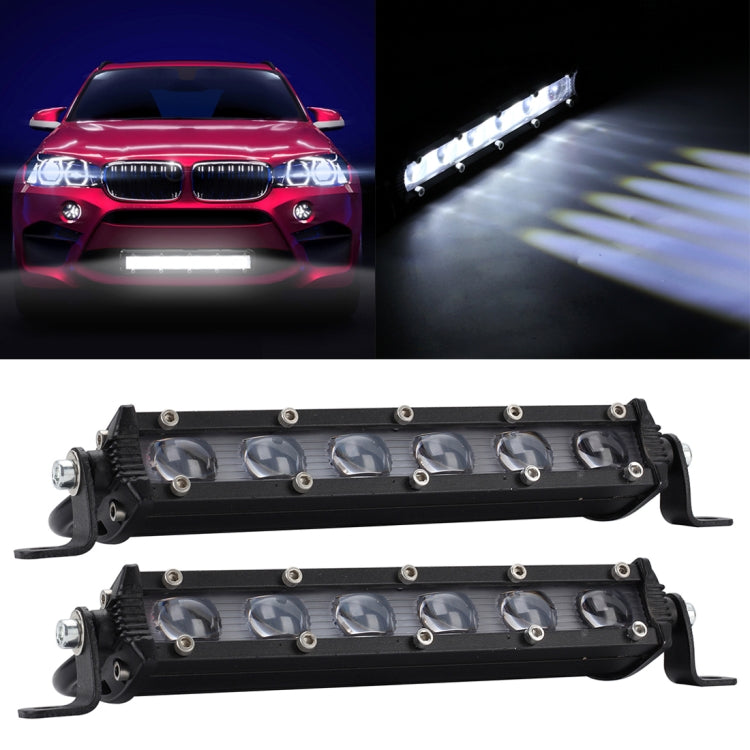 8-inch LED work light bar, bright white beam, 2-pack for car or boat mounting