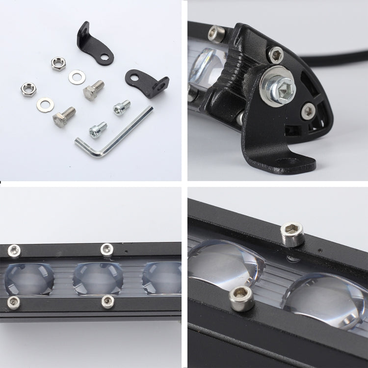 8-inch LED light bar side mount bracket and hardware close-up, black housing