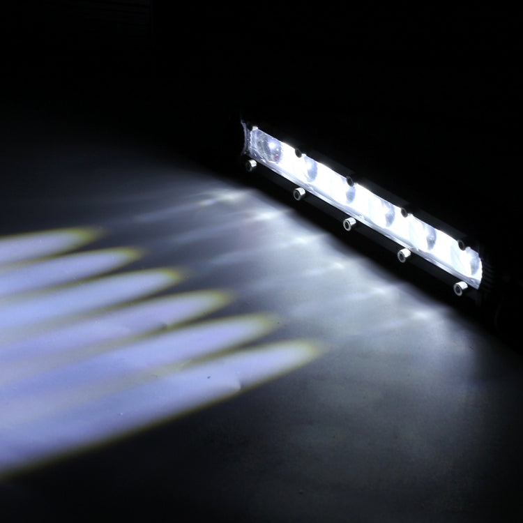 Single 8-inch LED work light bar projecting a wide bright beam