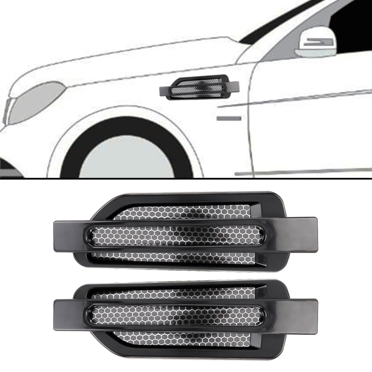 Pair of black honeycomb grille-look car decorative stickers, mesh pattern