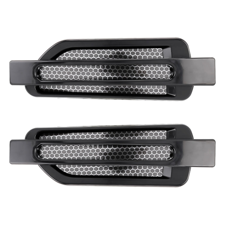 Pair of black honeycomb grille-look car decorative stickers with metallic trim