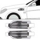 Pair of black honeycomb grille-look decorative stickers with chrome-style borders