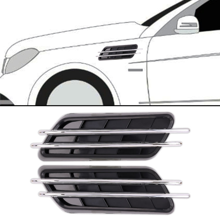 Car grille insert sticker set with black mesh and chrome trim bars