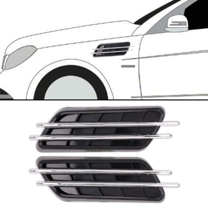 Car grille insert sticker set with black mesh and chrome trim bars