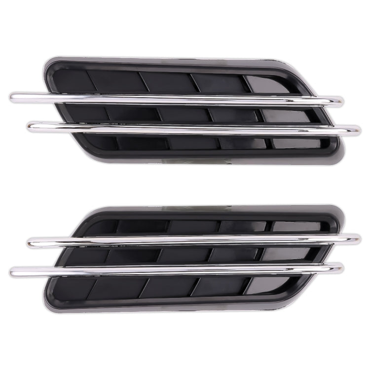 Car grille insert sticker with black slats and double chrome stripe bars