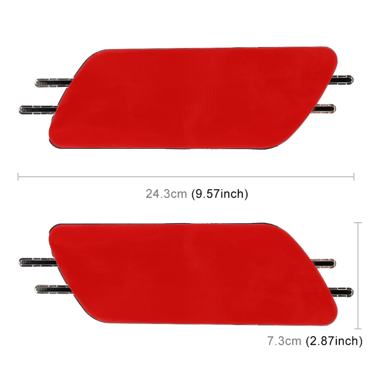 Red car bumper or grille accent sticker, two-piece set with size markings