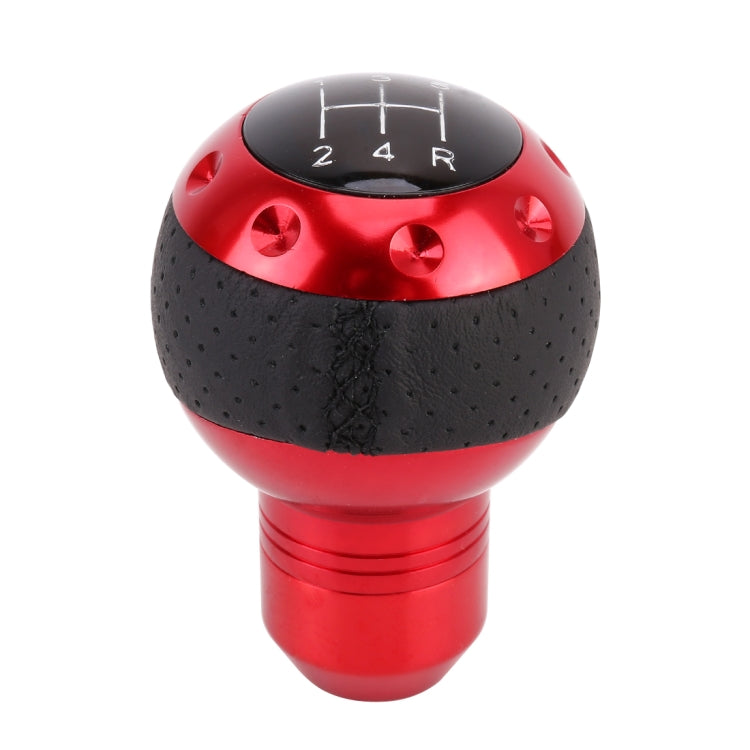Red and black gear shift knob with smooth base and perforated grip top