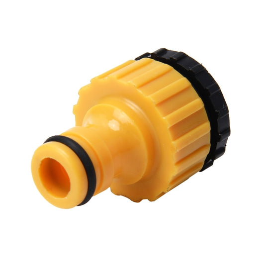 Universal faucet hose quick connector, yellow and black with push-fit outlet