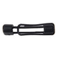Black seat belt buckle plug protective cover case, side view with U-shaped opening