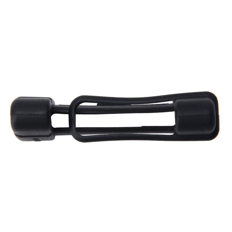 Black seat belt buckle plug protective cover case, side view with U-shaped opening