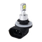 Car fog light LED bulb with black housing and silver metal base; yellow LED chip lens