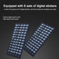 Car temporary parking number card set with blank digital sticker sheets, dark blue/gray.