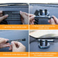 Car dashboard temporary parking number card holder with hands setting and rotating number plate.