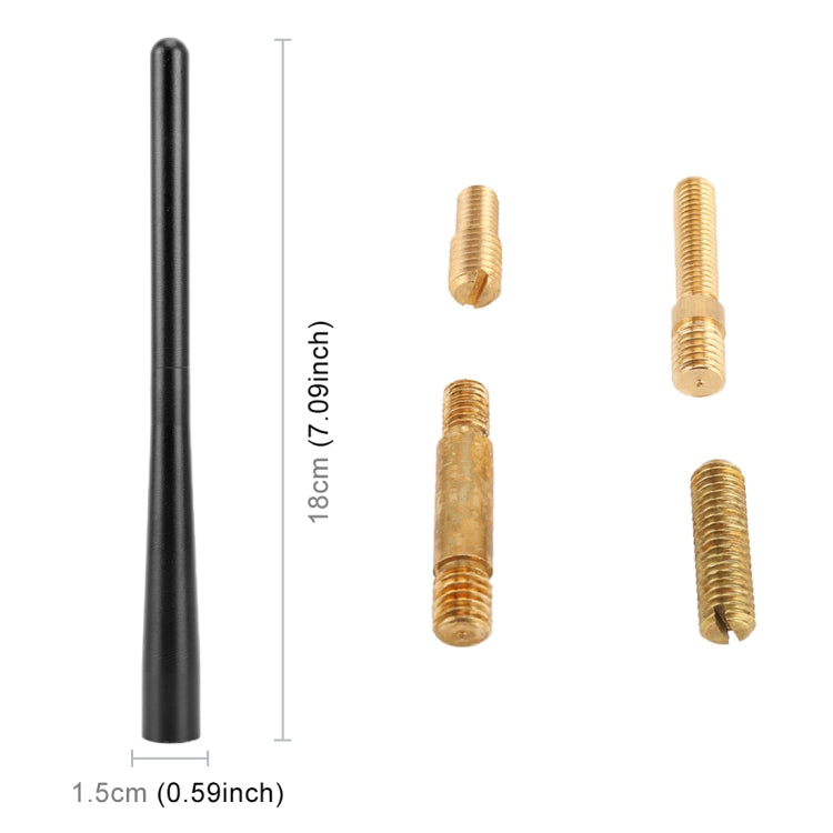 Car antenna aerial with threaded gold connector bolts and black tube