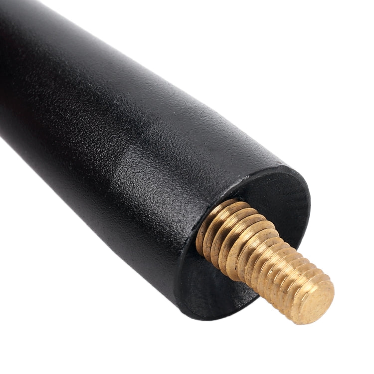 Black car antenna tube with gold threaded connector at the tip