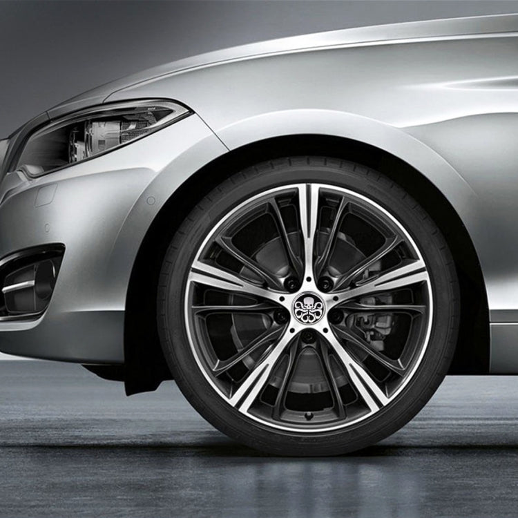 Car wheel with skull-pattern wheel hub decorative sticker