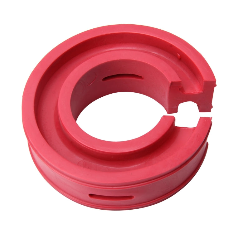 Red D-type shock absorber spring bumper buffer with notch and inner circular groove