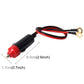 12V car lighter plug with red end, black handle, 6.5cm lead and 1.7cm width