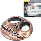 3D metal skull auto sticker with open eye holes and engraved teeth, bronze-gold finish