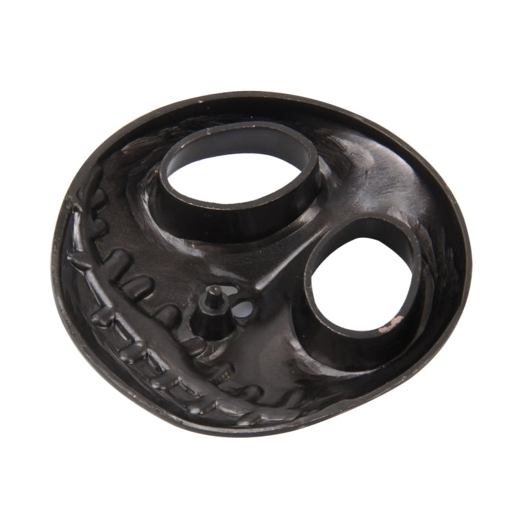 3D metal skull auto sticker with black finish, two round eye holes and tooth details