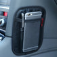 Black car seat organizer bag with mesh window and pen holder