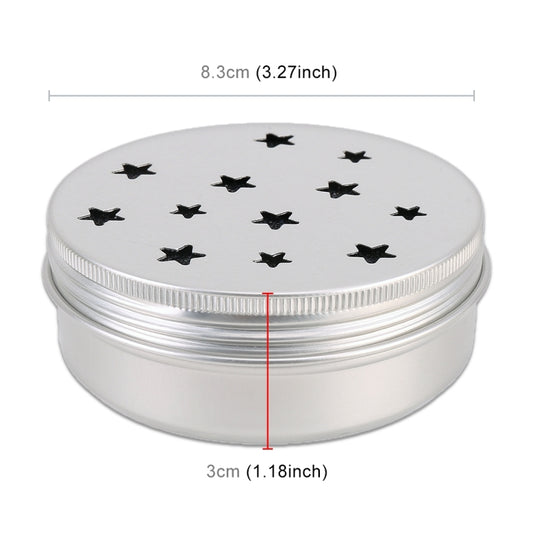 Round mouse repellent container, white lid with bird silhouettes, about 8.3 cm wide