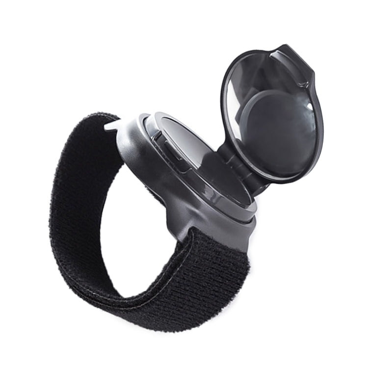 Black wrist strap rear view bike mirror with wide oval mirror housing