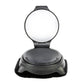 Black wrist strap rear view bike mirror with raised oval viewing lens