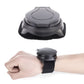 Wrist strap rear view bike mirror with smooth black housing and knit cuff