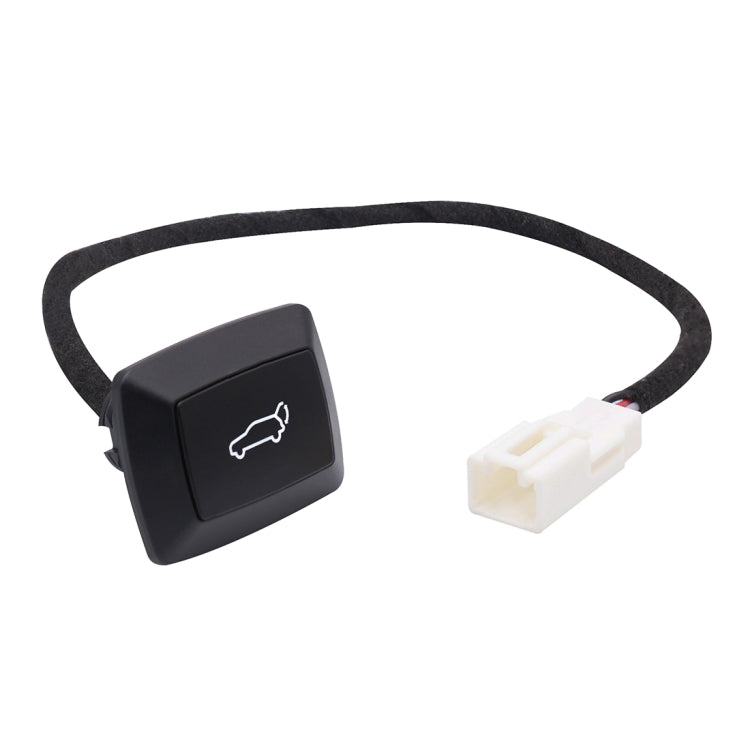 Car trunk release switch with black rocker and wiring connector, white car icon