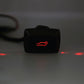 Car trunk release LED switch with glowing red car icon on black face