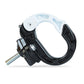 Black and light-blue aluminum bag hook clamp with threaded bolt