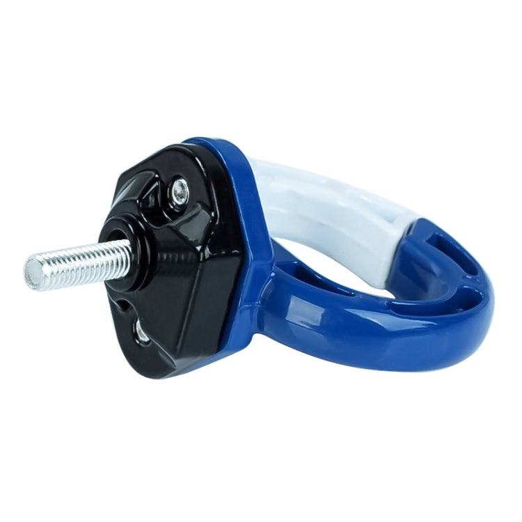 Blue and black aluminum bag hook with threaded screw and mounting base