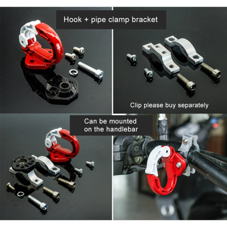Aluminum bag hook kit with clamp bracket parts for handlebar mounting