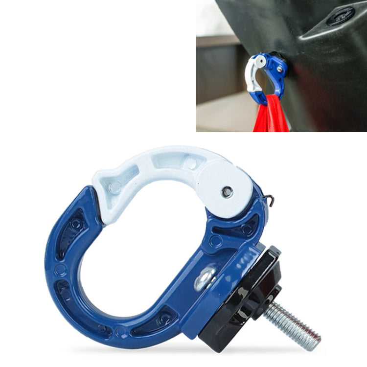 Blue aluminum bag hook with white inner ring and threaded mounting bolt