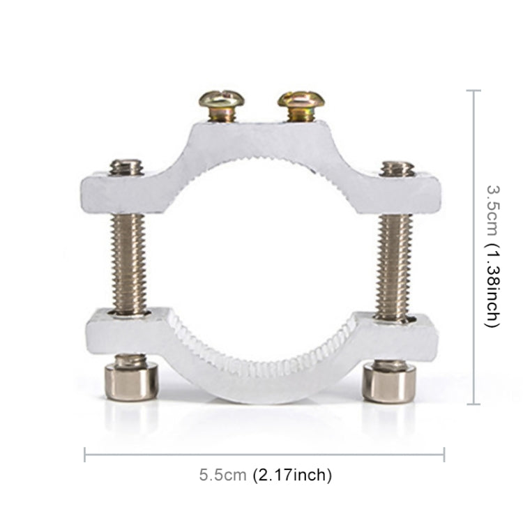 Silver aluminum hook clip with threaded bolts and U-shaped clamp