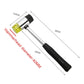 Mini round-head hammer with steel shaft, yellow head cap, black handle grip