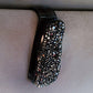 Black car glasses bill clip holder with dark multicolor rhinestone diamond strap
