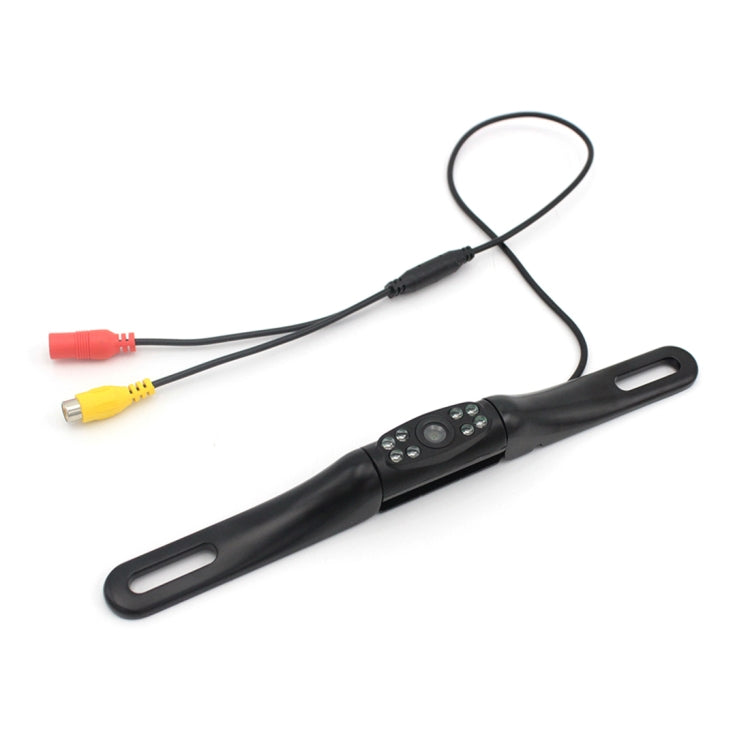 Black rear view license plate camera bar with control panel and attached RCA cables