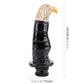 Eagle-shaped shift knob with black body and tan textured head, side view