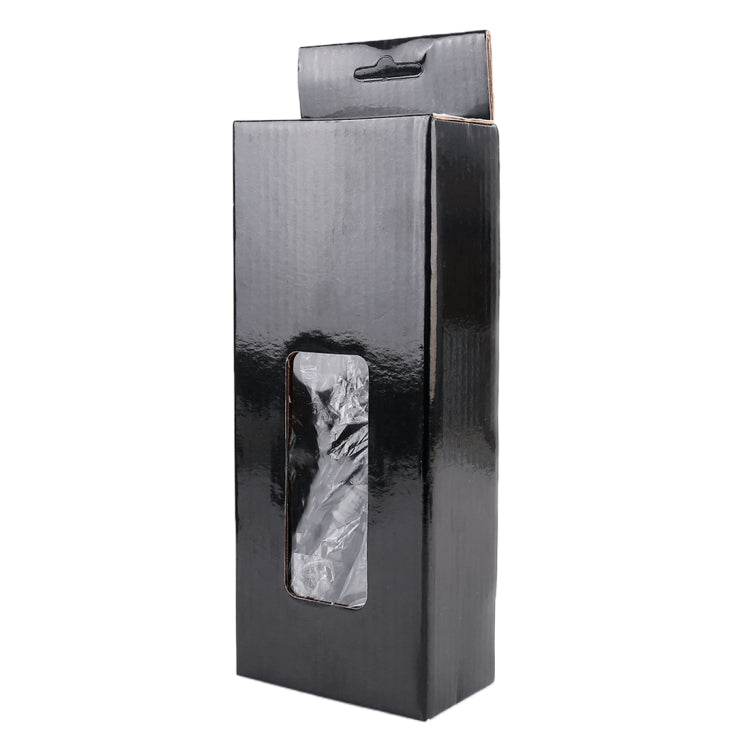 Black retail package for gear shift knob kit with window and hanging tab