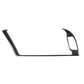 Black carbon fiber navigation outer frame trim piece with cutout opening, angled view