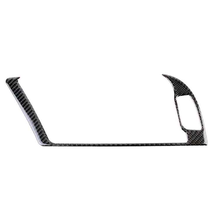 Black carbon fiber navigation outer frame trim piece with cutout opening, angled view