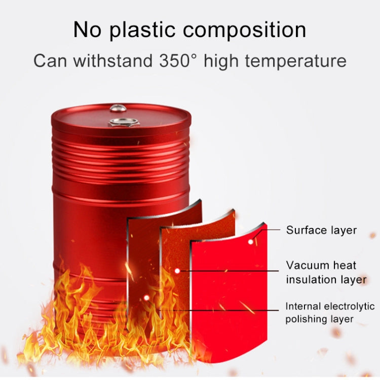 Red metal portable car ashtray trash bin with rotating lid, heat-resistant design