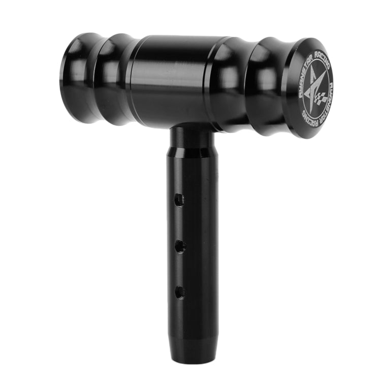 Universal car gear shift knob with T-shaped handle, black metal finish