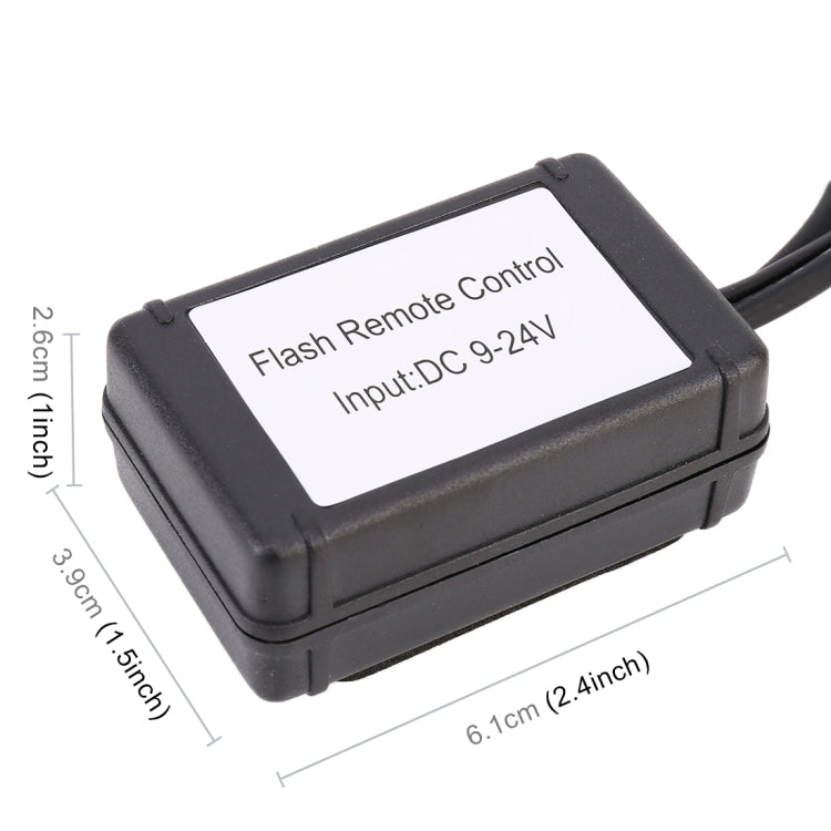 Flash remote control box labeled Input.DC 9-24V, black compact housing