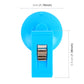 Blue suction cup clip with metal gripper, shown with size dimensions