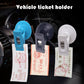 Three suction cup ticket holders in blue, black, and white