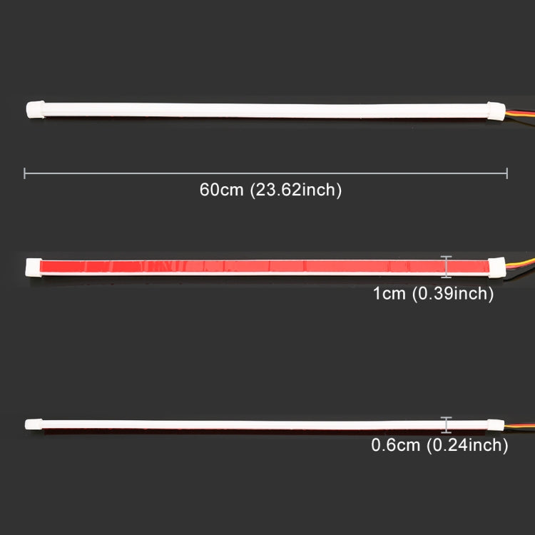 60cm slim LED light strips, showing length and thickness with wire leads