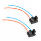 H7 female bulb socket wire harness with two black connectors and blue/orange wire leads